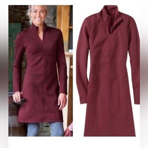 Athleta‎ 773888 Cassidy Ponte Knit 1/2 Zip Long Sleeve Dress Burgundy MT NWOT